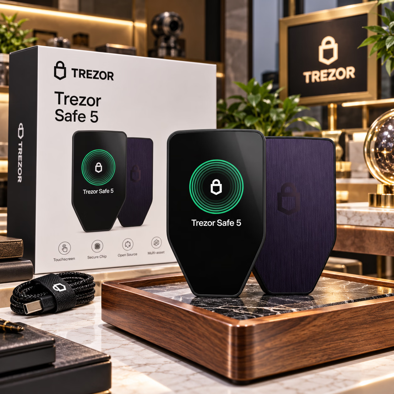 Trezor Safe5 冷存储加密设备 全新正品未拆封 摆件 桌面收纳盒