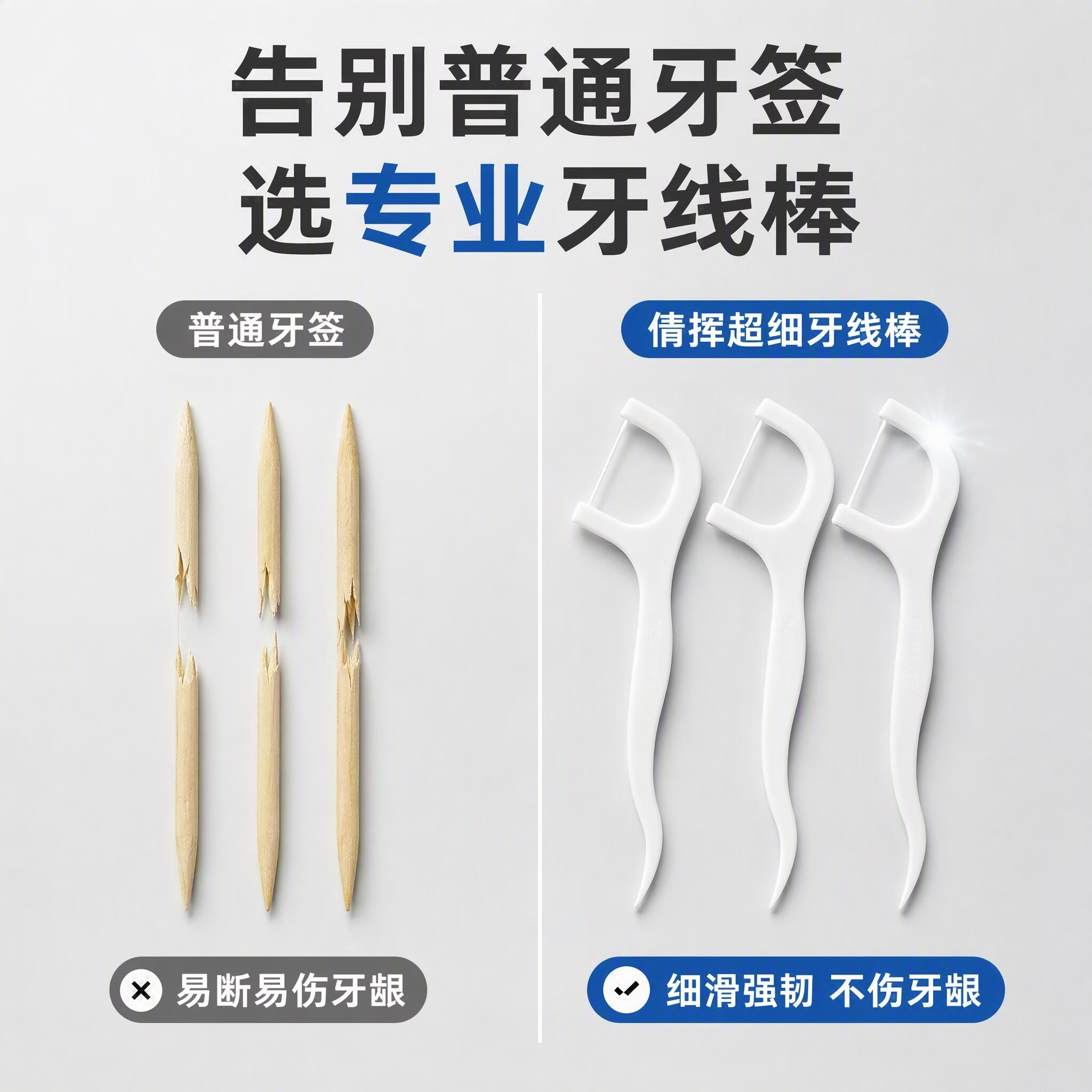 倩挥牙线棒超细便携盒装剔牙牙签牙缝口腔清洁家用牙缝清洁牙签 囤货6盒装