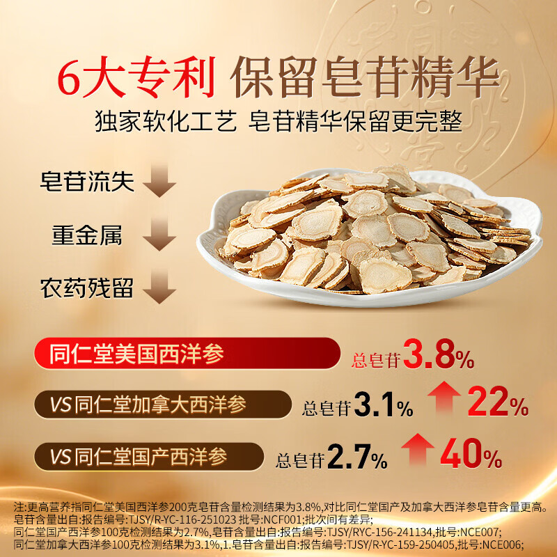 北京同仁堂美国西洋参花旗参礼盒2#200g西洋参礼盒春节年货礼盒 200g*1盒