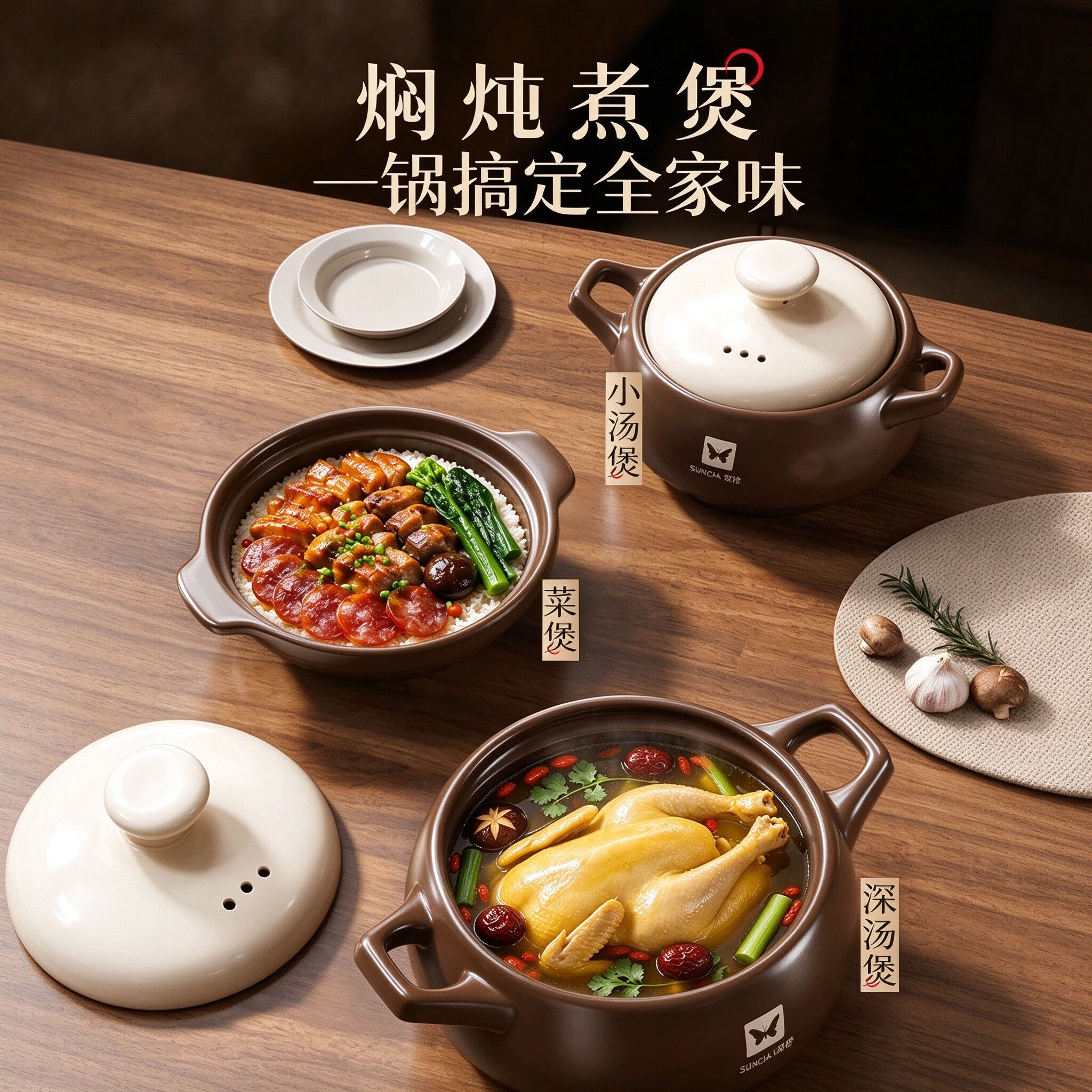 双枪大肚砂锅陶瓷煲汤锅炖锅家用耐高温干烧不裂燃气灶专用煲汤煲仔饭 【升级大肚煲】3.5L【汤煲】(2-5人适用) 3.5L