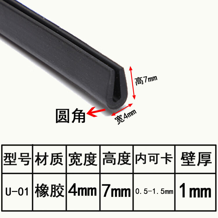 XMSJU型橡胶密封条包边嵌条卡压边条机械钣金铁皮钢板不锈钢保护口条 U-01/米