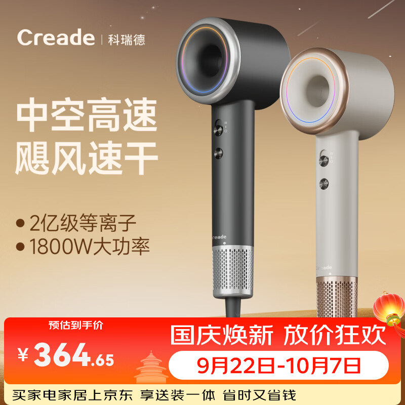 Creade科瑞德高速吹风机等离子护发速干不伤发电吹风机家用吹头发星级酒店大风力护发电吹风筒K-4060 铂金灰 K-4060(1800W)