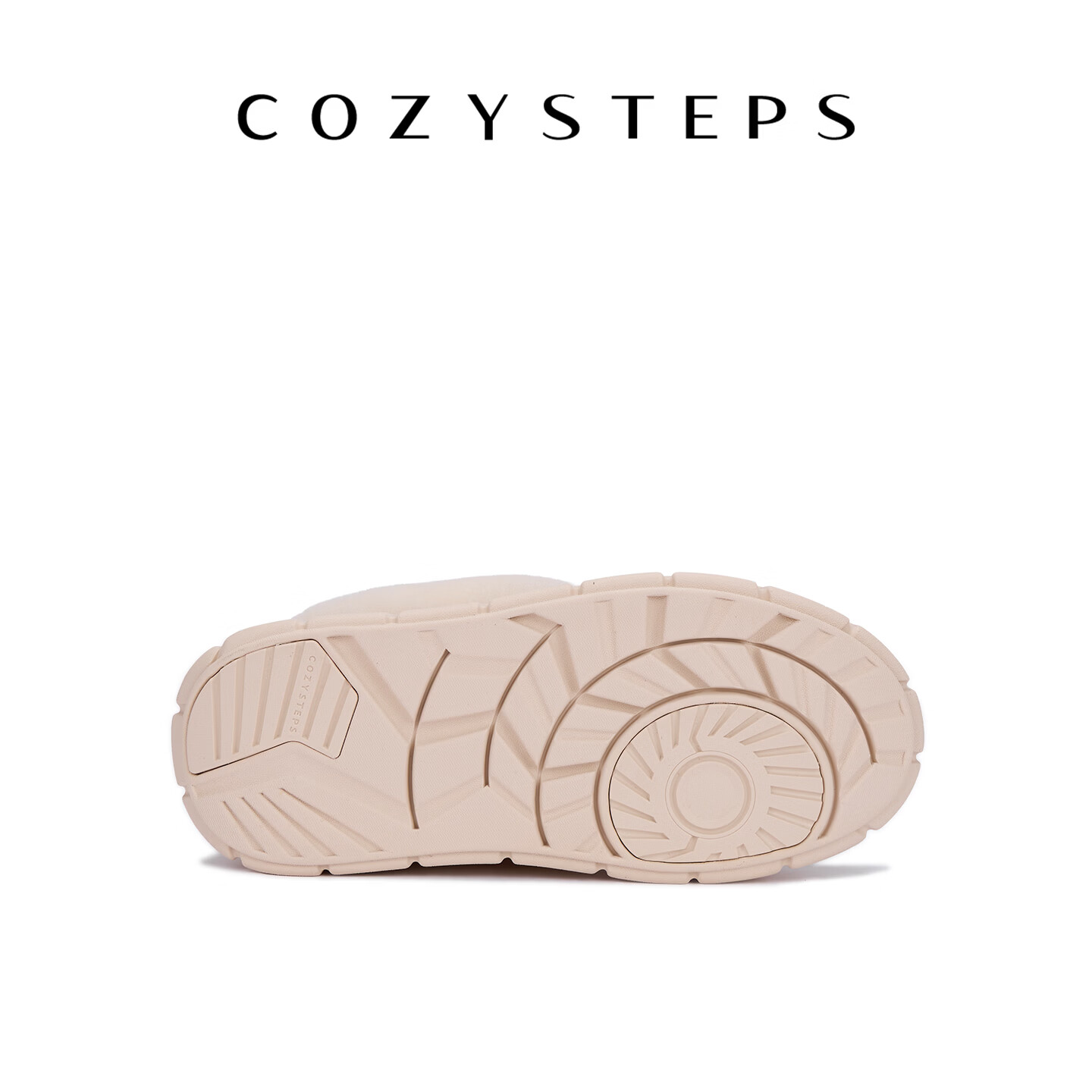 COZY STEPS可至女士26冬季新款羊皮毛一体穆勒厚底饼干拖保暖雪地靴 浅沙色 38