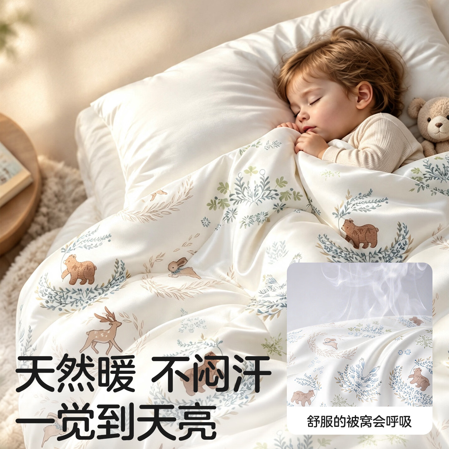 可优比（KUB）儿童被子婴儿四季被秋冬透气吸汗A类全棉宝宝盖毯冬季 游梦太空-春秋款【双宫桑蚕丝|10A抗菌】 1.0m*1.2m