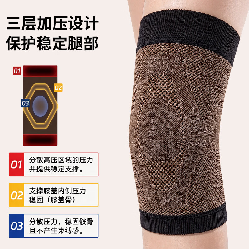 TEEIS德国护膝保暖男女士专用中老年人关节炎半月板损伤膝盖关节保护套 全加绒防滑保暖护膝 均码丨80-180斤通用 丨两只装