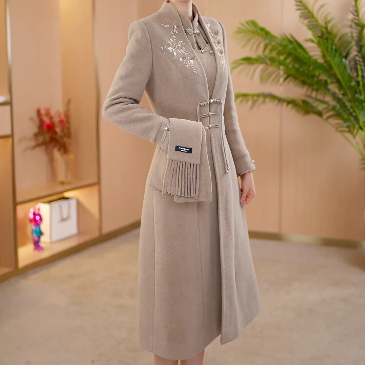 香影芬高级贵妃绒加厚风衣两件套女2026秋冬新款时尚洋气礼服连衣裙套装 图片色 XL (建议 116-125斤)