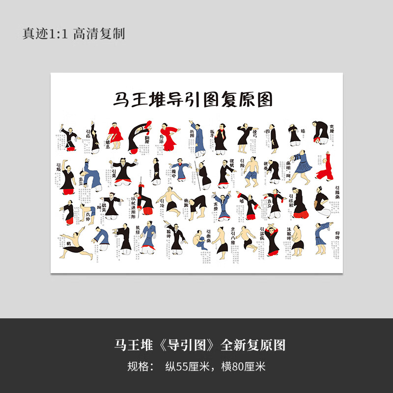 霜魄马王堆导引图全新复原图高清原大复制品立轴装饰画 加厚宣纸画心