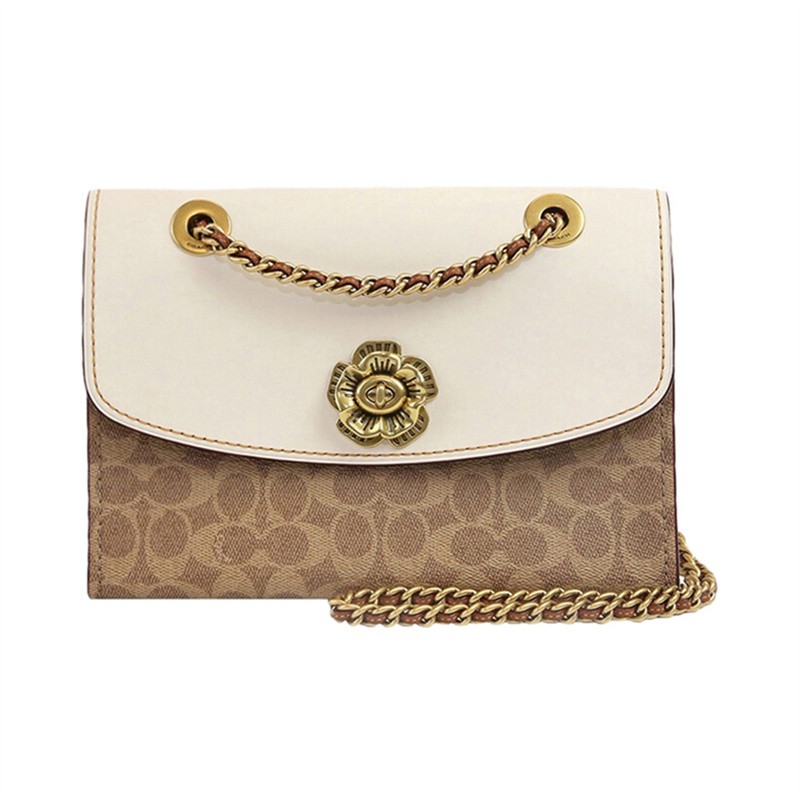 【节日礼物】coach 蔻驰女包 山茶花链条包 时尚牛皮单肩斜挎包 专柜