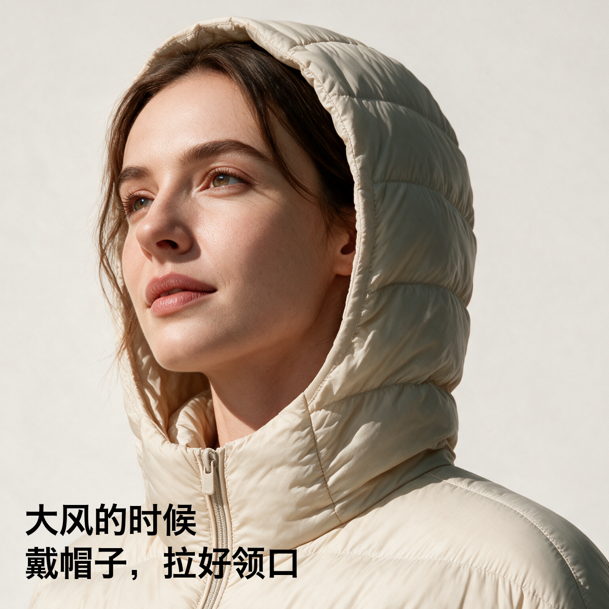 宜爱家95白鹅绒羽绒服女短款连帽2026秋冬新款轻薄保暖防风通勤百搭外套 天蓝色 霁蓝天 XL 170/92A