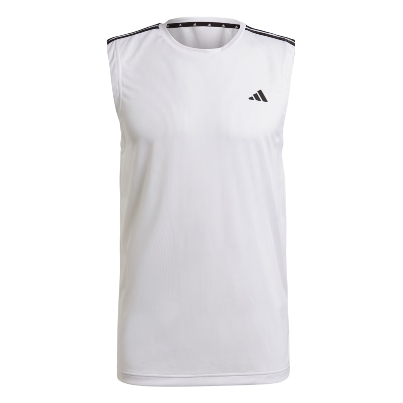 adidas速干简约舒适运动健身圆领背心男装阿迪达斯官方 白   M