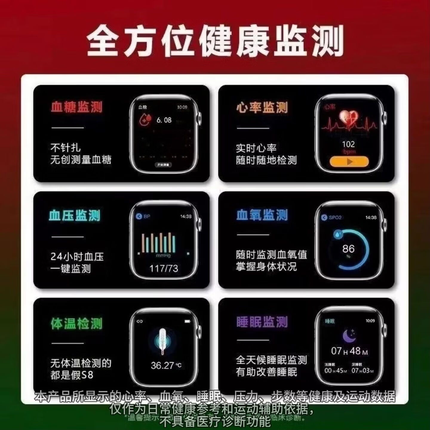 2026新款德国测血糖血压尿酸智能手环手表无创免扎针中老年人H 至尊黑色 顶配版【2026新款芯