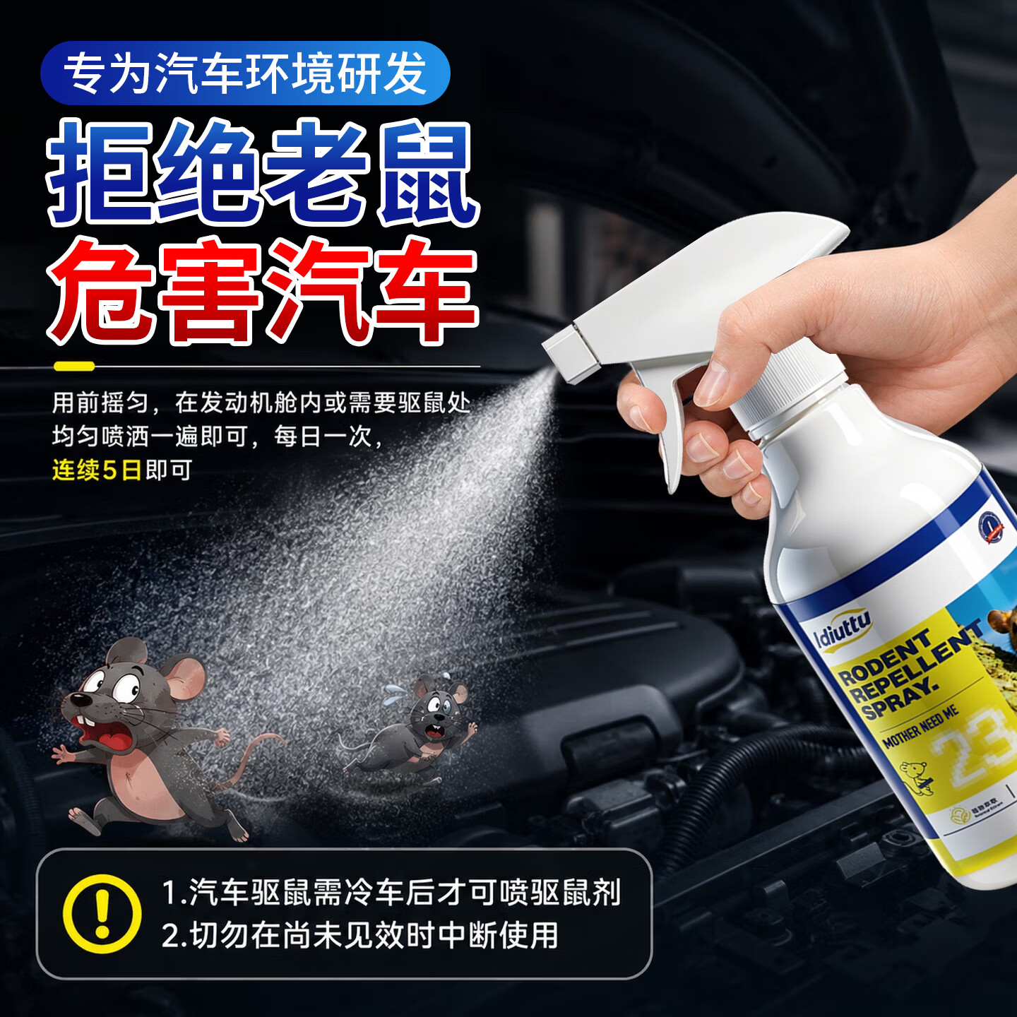 MOTHER NEED ME【日本】驱鼠喷雾家用强效灭鼠喷剂专用强效发动机舱汽车避鼠神器 1瓶【驱鼠喷雾】贵在运费 驱鼠神器