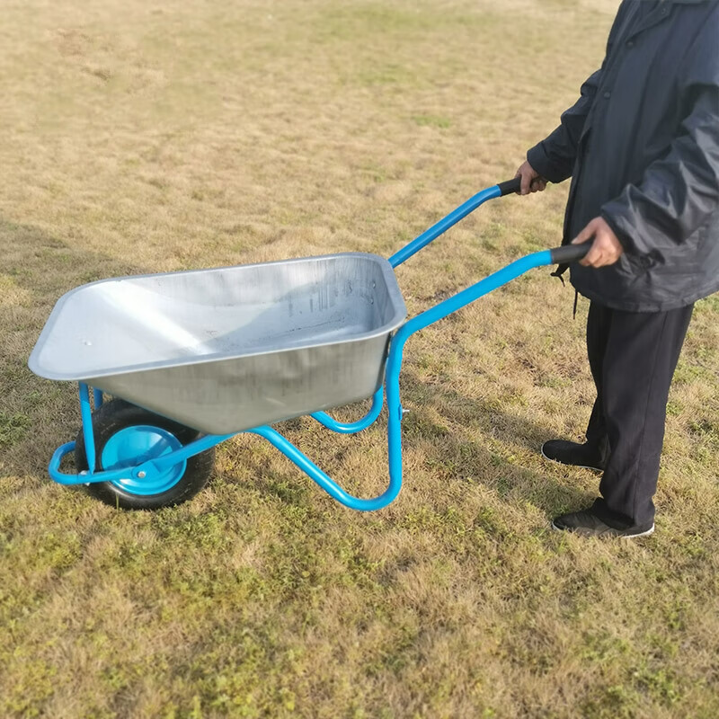 独轮小推车工地农用沙土建筑翻斗垃圾搬运花园人力双 蓝色独轮车1辆