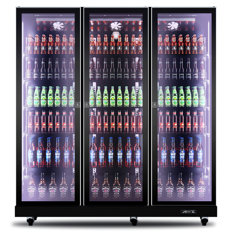 星星（XINGX）冷藏风冷展示柜 饮料啤酒陈列柜商用冰柜 酒吧全屏机保鲜冷柜超市冷饮柜无灯箱款 IVGC-3D-6520W（全屏机大三门）