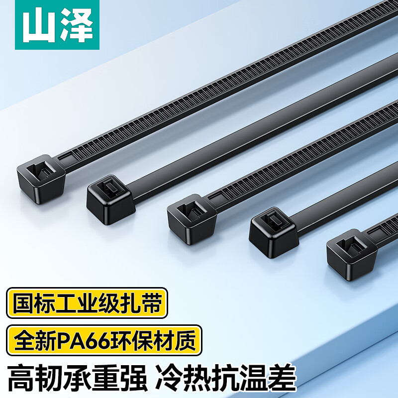 山泽自锁式尼龙扎带小号 2.5*100mm 电脑装机 园艺理线带束线带绑带 黑50根/包ZD-67