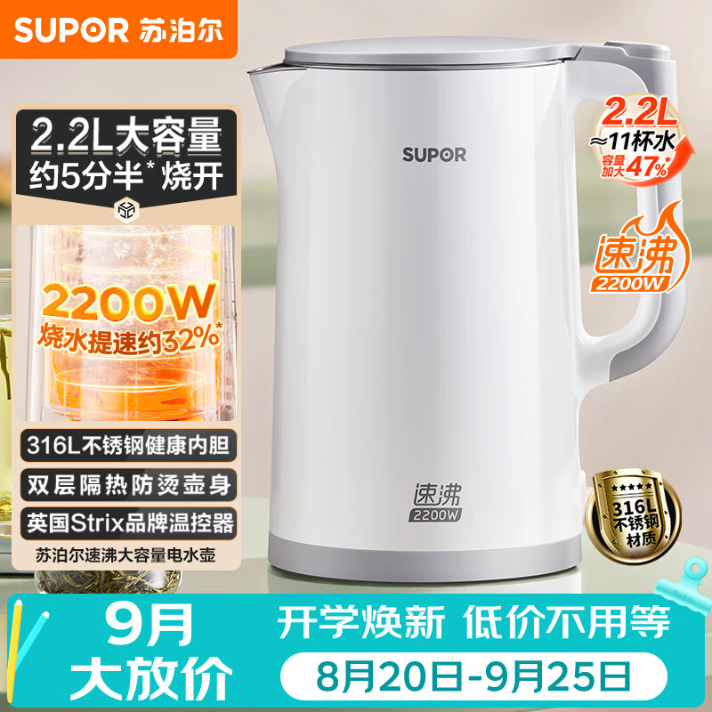 美的自营电热水壶 159元，美的自营电热水壶 0.9元，苏泊尔自营电热水壶 0.99元 - 清风线报