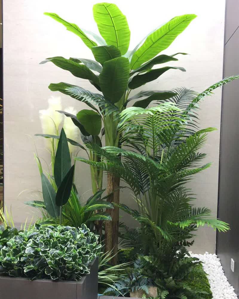 仿真植物仿真装饰假树3杆2米2高芭蕉树大型落地盆景假绿植 1.