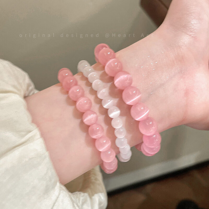亚一猫眼石手串女生年轻款轻奢小众设计款叠戴大盘玉石手链送女友老婆 白月光猫眼石手串