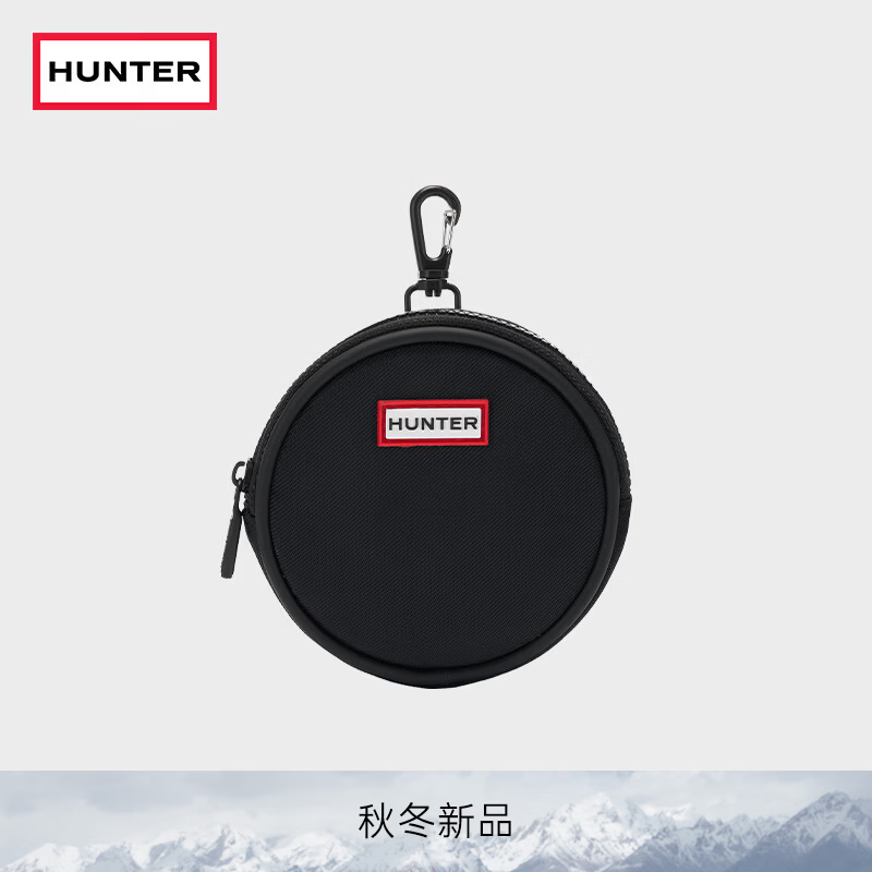 HUNTER2026早秋新品男女同款圆形零钱包简约拉链便携小巧休闲包 黑色/BLK