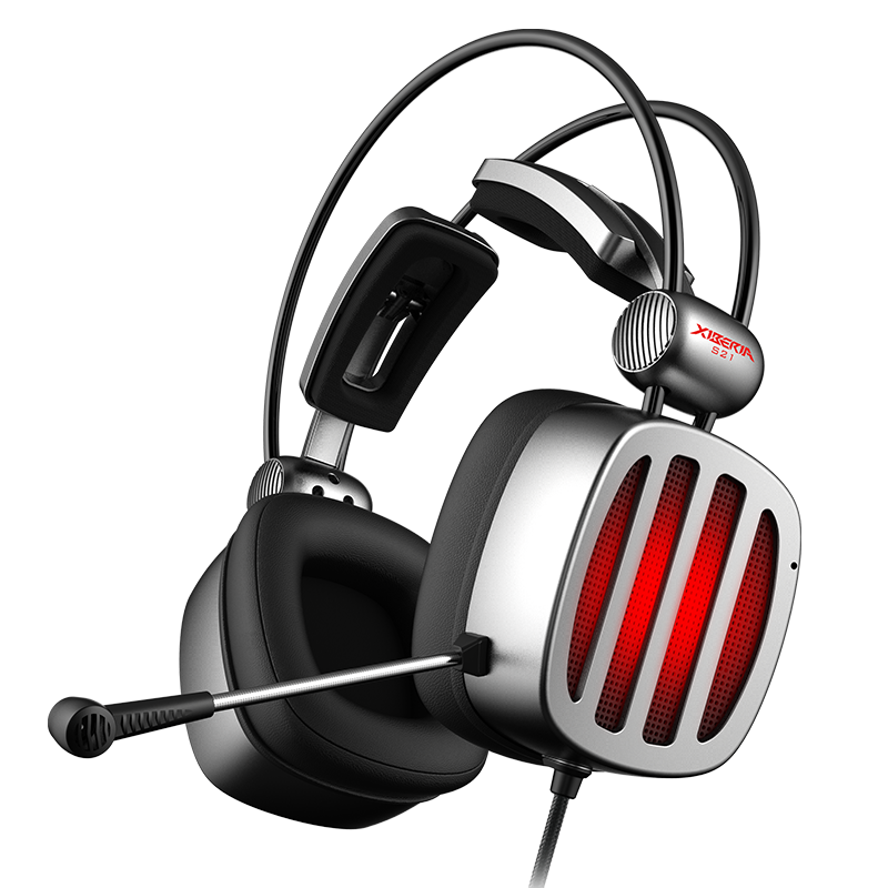 XIBERIA 西伯利亚 S21 2代升级版 耳罩式头戴式有线游戏耳机 铁银灰 USB口