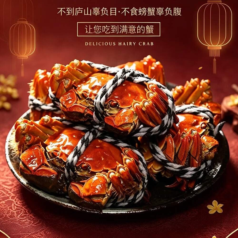 优鲜鸟中秋礼盒全母大闸蟹现货鲜活满黄螃蟹礼盒装母蟹2-2.3两（6只装） 母蟹2-2.3两（6只装）【精品礼盒】