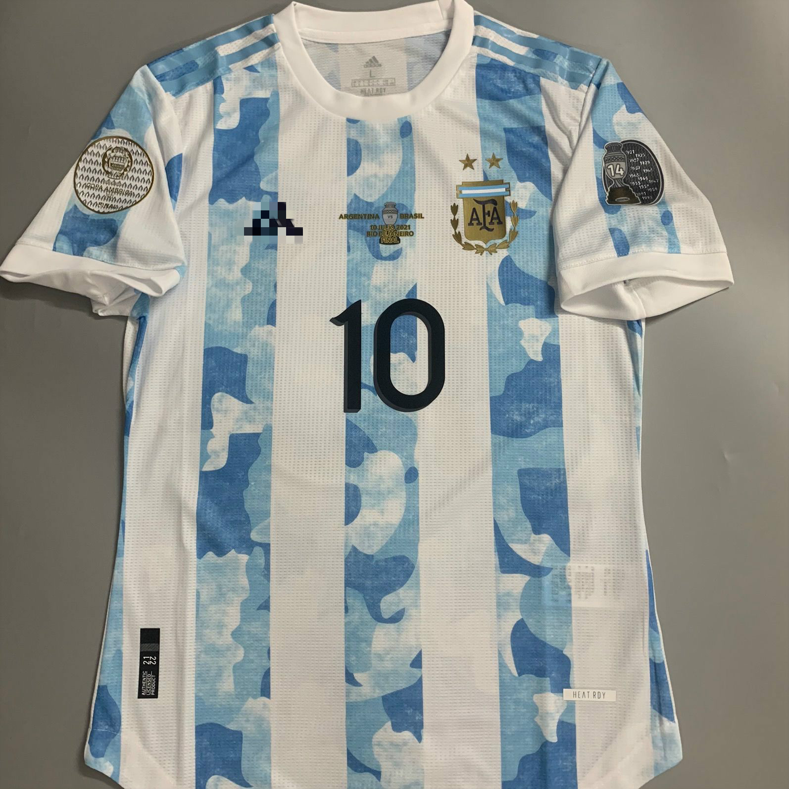 欧陆梵 球员版美洲杯2021阿根廷国家队主场球衣10号梅西足球服 2021