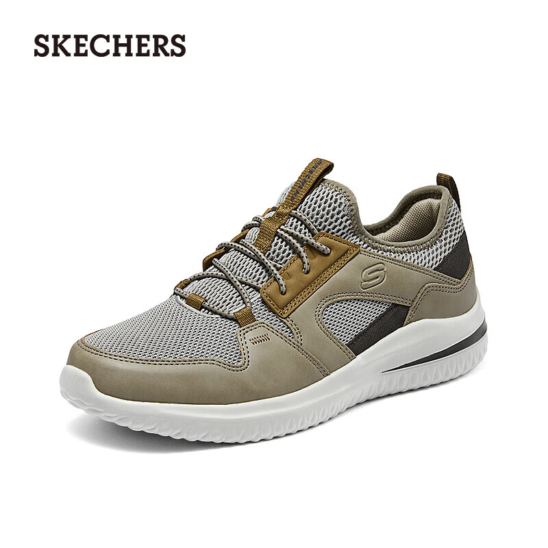 斯凯奇（Skechers）秋季男士经典复古轻质休闲鞋柔软舒适透气一脚蹬百搭 灰褐色/棕色/TPBR 43