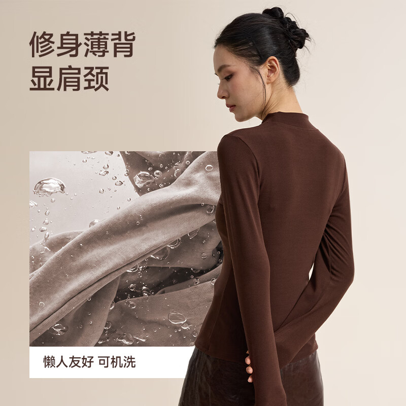 MissWiss半高领长袖打底衫2026女秋冬保暖内搭显瘦亲肤舒适上衣 薄烟紫 2XL (125-140斤)