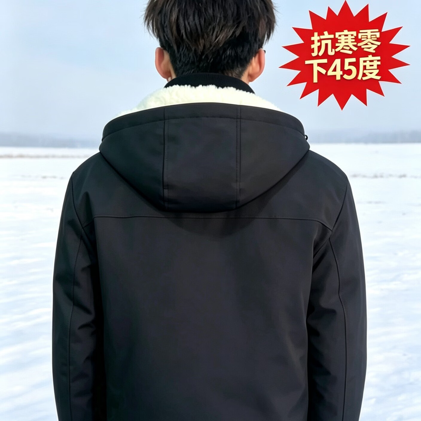 真皮男士2026冬季加绒加厚保暖外套整皮羊羔毛派克服防风防水棉衣 黑色 羊皮毛一体内胆 5XL 175-190 斤