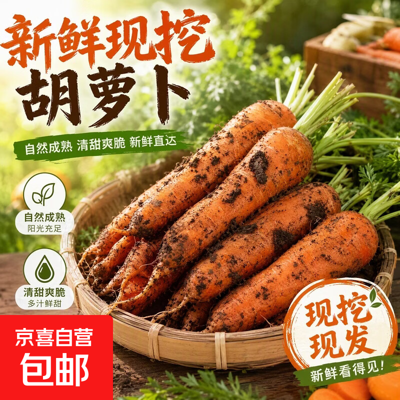 新鲜脆甜胡萝卜 2斤仅5.99元！夏季减脂必备蔬菜