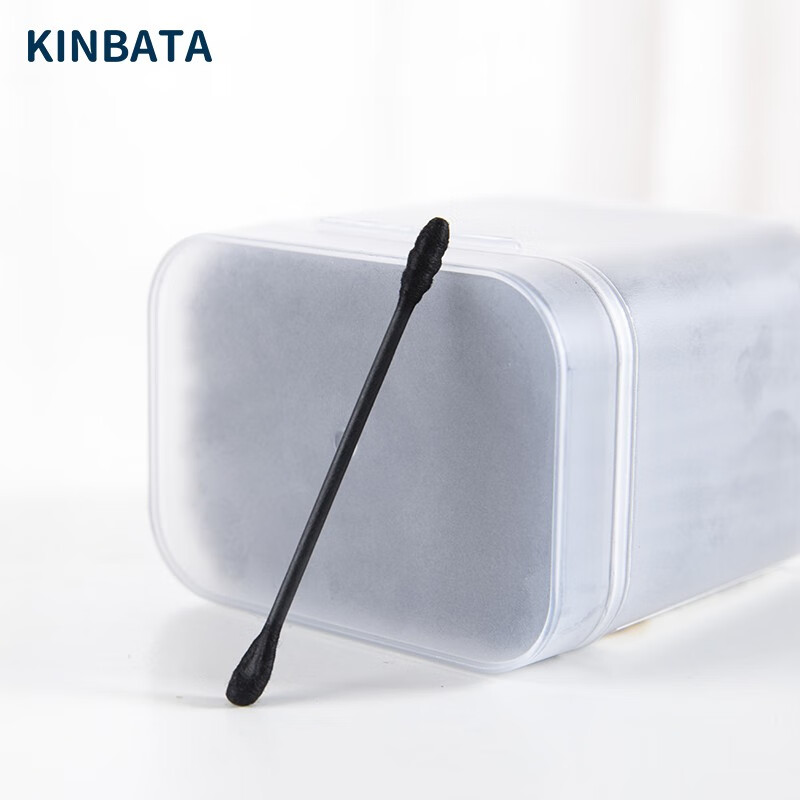 kinbata日本棉签掏耳朵棉花棒清洁化妆卸妆清理伤口双头带盒棉棒 黑头两盒400支