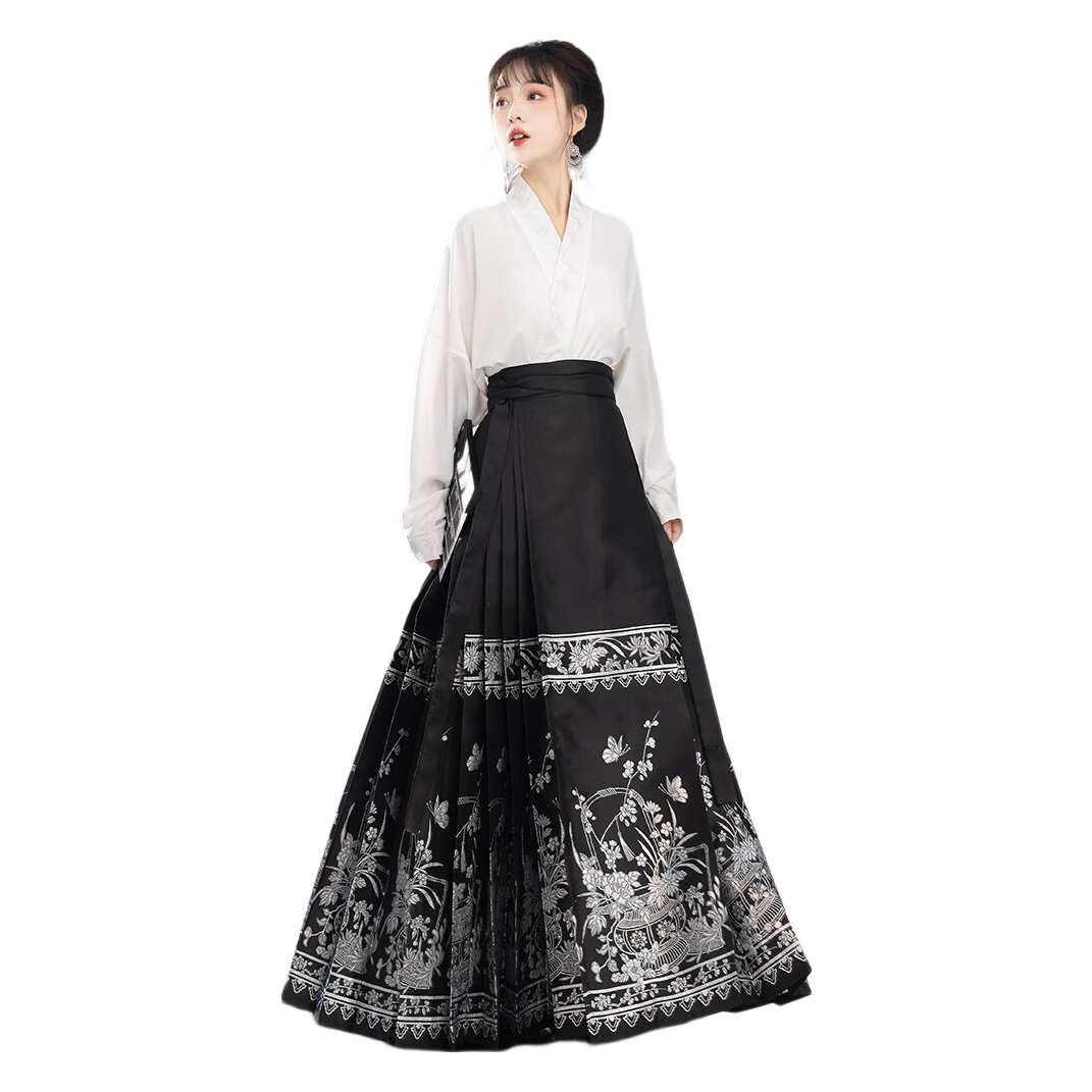 玉衡马面裙汉服成年人女新中式国风女装眀制【画中仙】订婚衣服敬酒 单独黑色螺钿马面裙 均码 裙长100cm左右