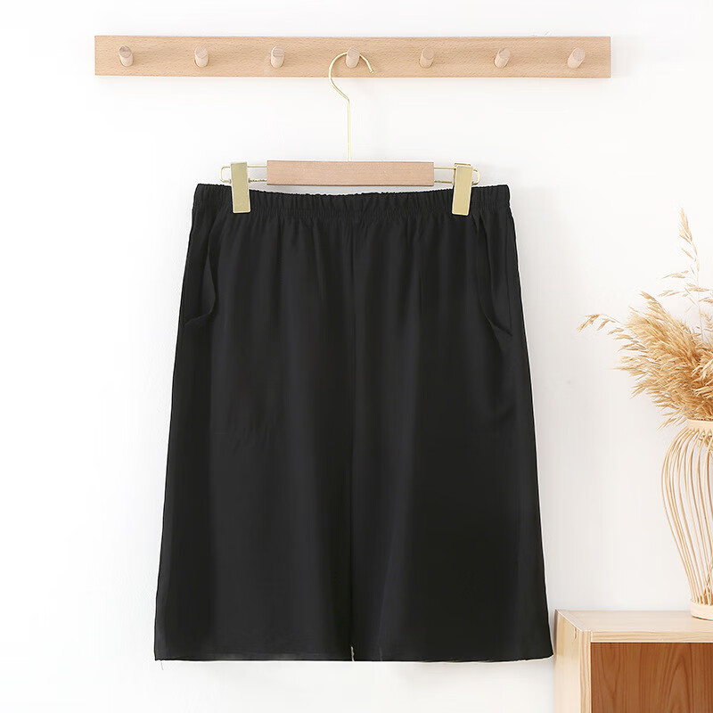 夏男士棉绸五分短裤七分裤凉爽舒适 黑色-五分裤 XL体重100-130斤