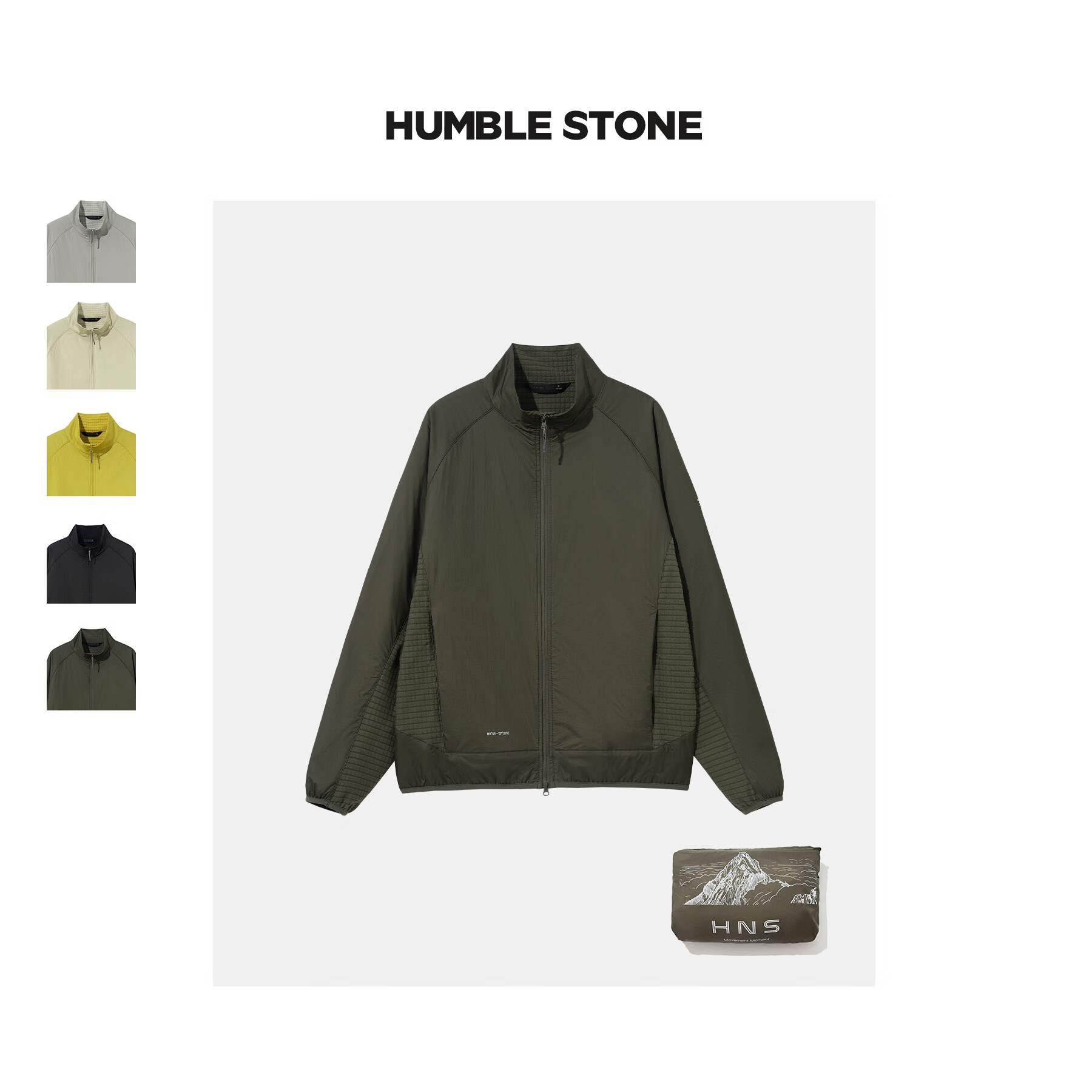 悍石HUMBLE STONE悍石 城市户外轻量可收纳肌理立领休闲外套 26092 曜石黑 M建议110-130斤