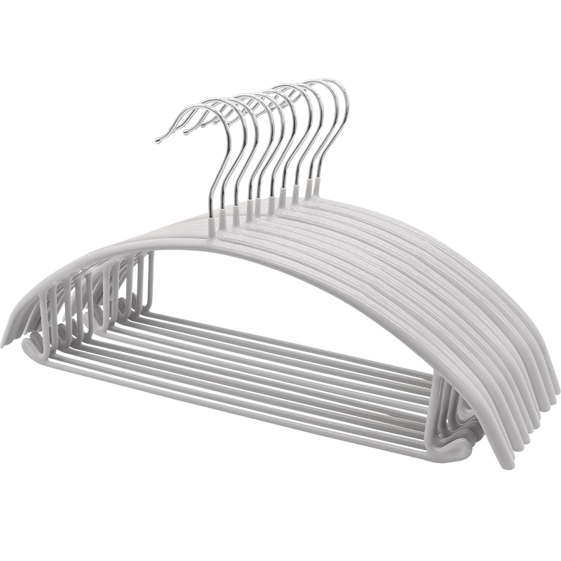 左转角无痕晾衣架加粗8支干湿两用挂衣架成人衣服架衣撑子 高级灰