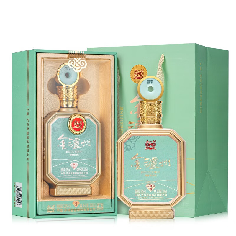 泸州老窖股份出品 金泸州动彩 天青绿 52度浓香型白酒 纯粮酿造 500ml