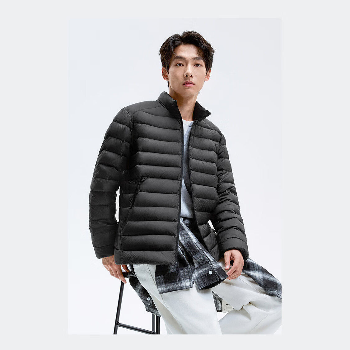 玛莎黑金【排骨羽绒服】轻薄立领短款羽绒服男外套2026冬季保暖户外 藏蓝色 【90绒子｜排骨羽绒】 M (170)