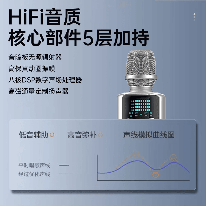 金运(KINYO)H9话筒音响一体麦克风户外家用K歌音箱卡拉ok声卡唱歌家庭ktv神器 【H9 K歌直播麦】声卡音响一体麦克风