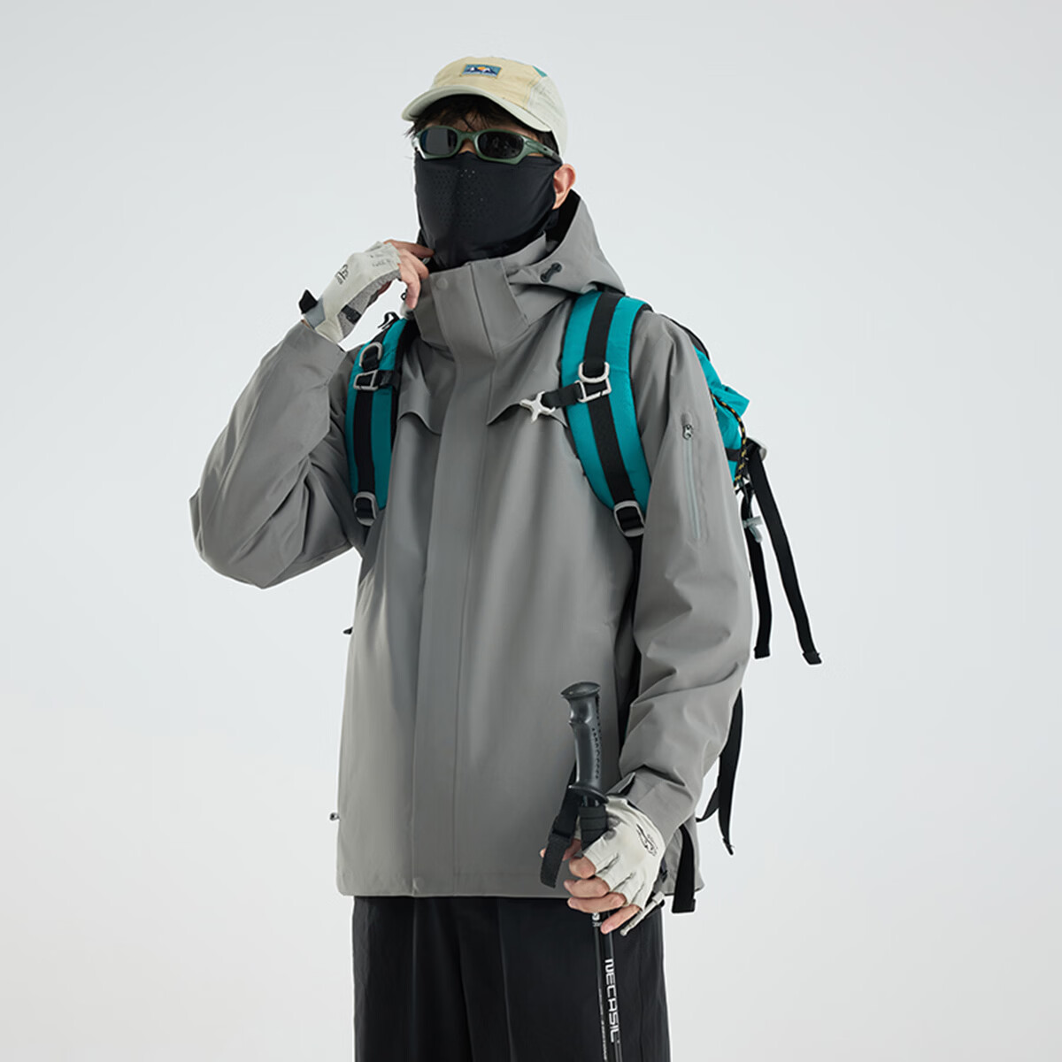 花花公子山系户外冲锋衣男女三合一可拆卸秋冬加厚防风防水登山保暖外套男 天光蓝三合一 4XL 200-220斤