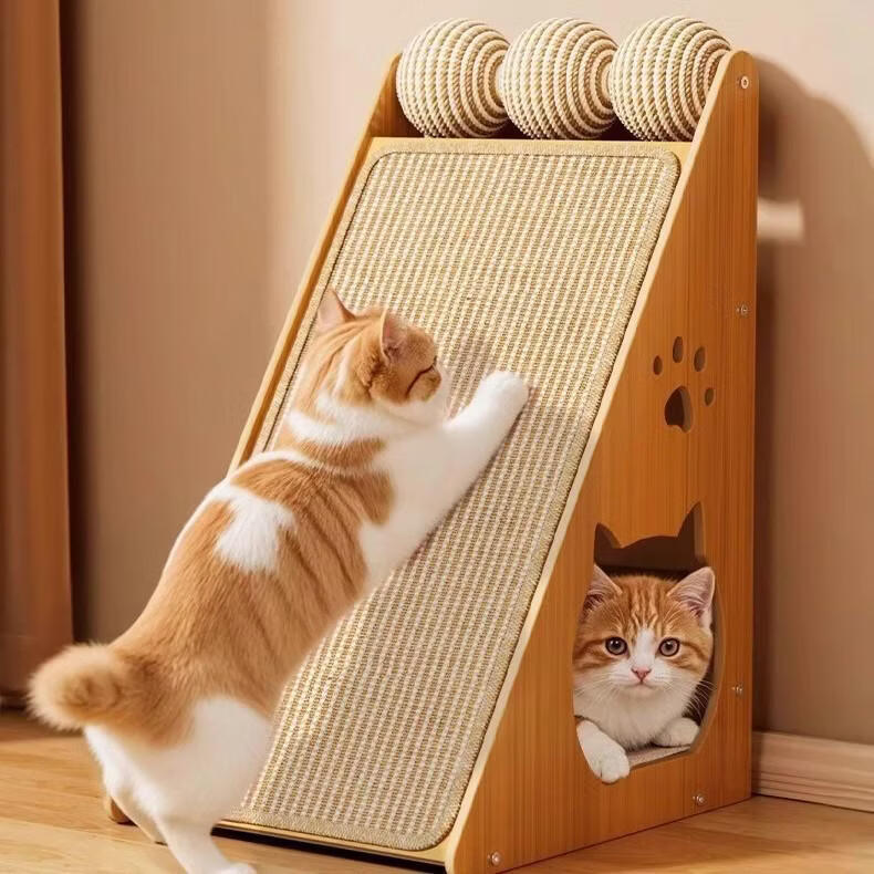 丘溯剑麻猫抓板立式耐抓耐磨不掉屑猫窝防猫抓沙发猫爪垫猫咪磨爪 星星三角猫抓板带球【剑麻垫款】 1个