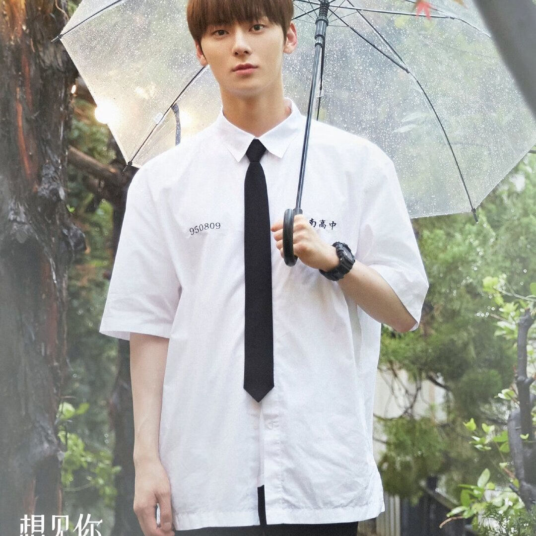 yfzb领证结婚证件照衣服情侣衬衫想见你凤南高中校服男女短袖网红同款