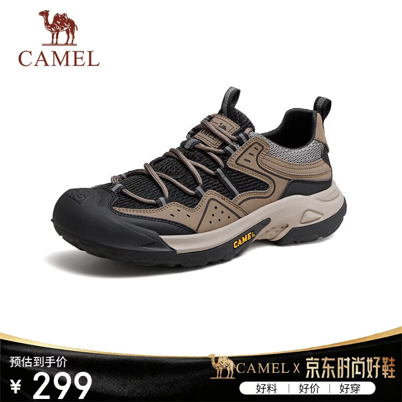 骆驼（CAMEL）踏山男士户外登山复古网面休闲低帮徒步鞋 G14S342046 棕/黑 41