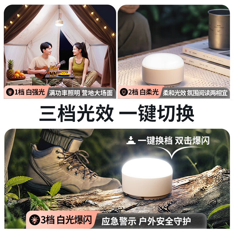 倍量（Doublepow）长续航充电灯泡户外照明灯露营帐篷摆摊应急 【磁吸+悬挂】2000毫安时
