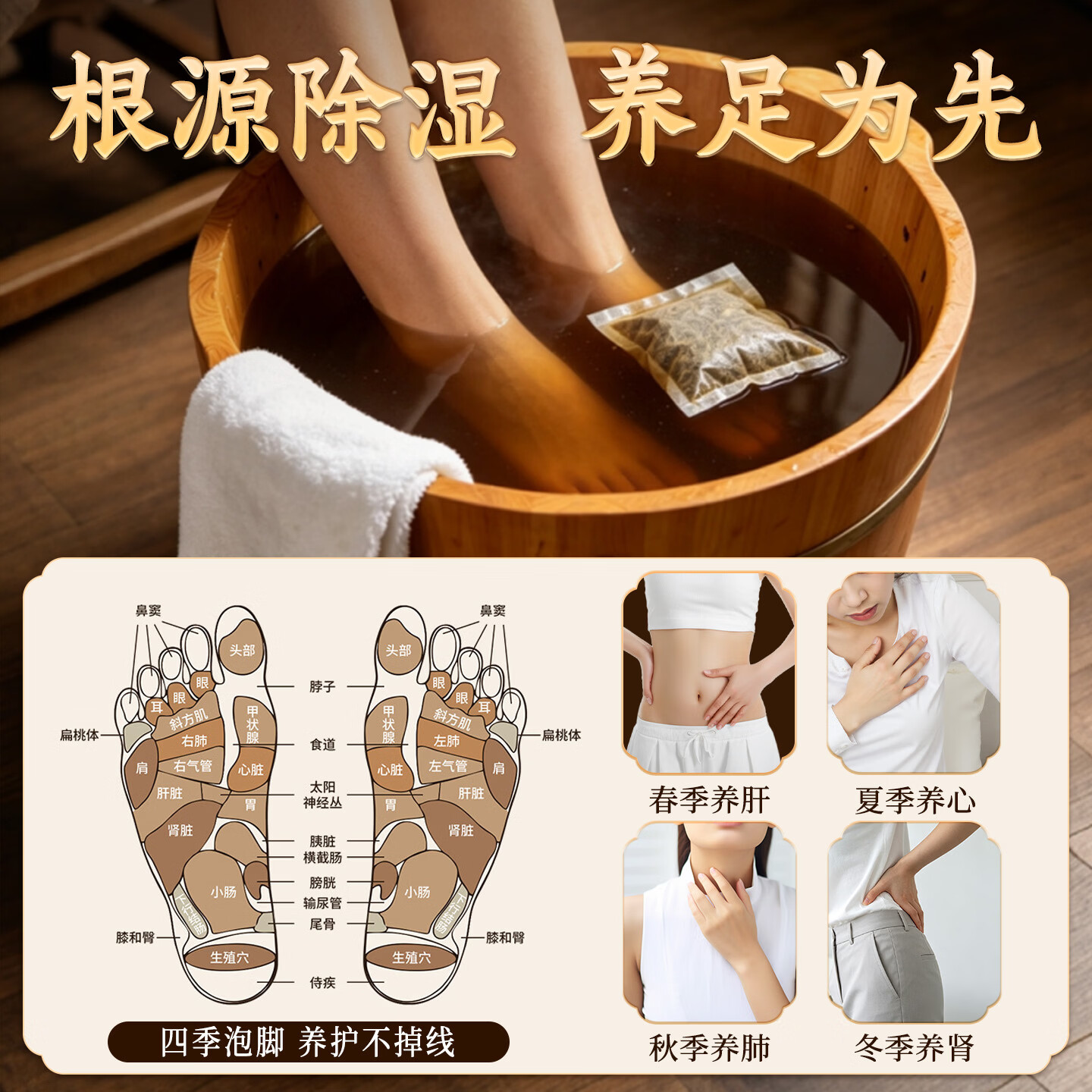 米卡博泡脚包养生足浴包祛湿助眠调养脾胃陈艾花椒八味草本迅速出汤 四季养生促代谢【足浴包30克*30包】一袋