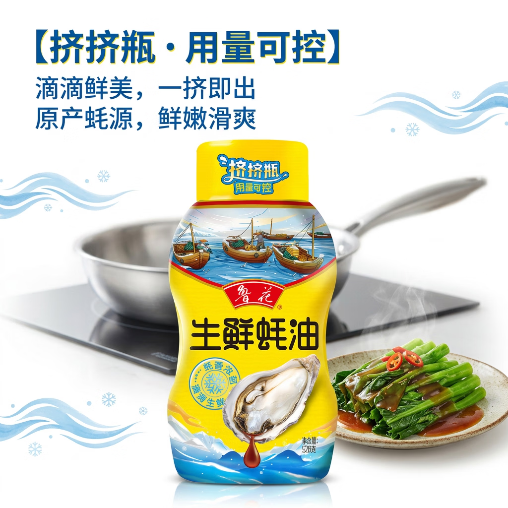 鲁花生鲜蚝油528g【蚝汁含量≥30%】挤压瓶 蚝香浓郁 厨房炒煮调味品