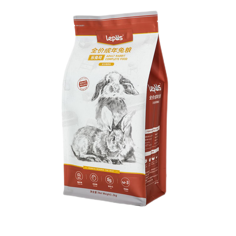 樂兔司兔糧 高纖維營養(yǎng)兔糧 全價兔糧 樂兔司膨化成兔糧2kg（贈試吃）