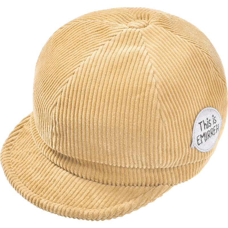 伊米倫寶寶鴨舌帽秋冬時(shí)尚洋氣兒童八角帽貝雷帽燈芯絨嬰兒棒球帽 卡其色 48/50CM建議1-2歲