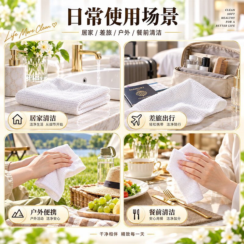 VSZE旅行压缩毛巾一次性洗脸巾加厚加大擦脸巾便携装 【加厚珍珠纹】压缩毛巾14颗*2盒