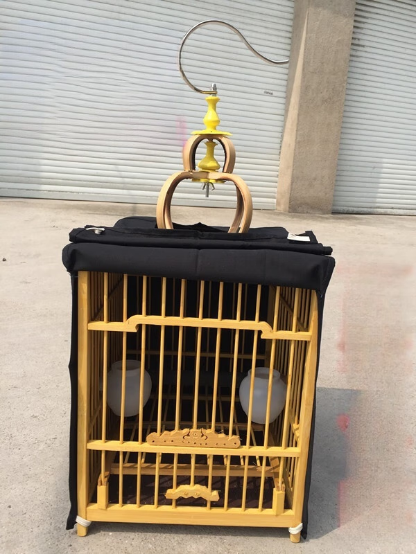 hkml画眉方笼二号全套压生头鸟笼运输洗澡竹笼笼衣罩仿不锈钢铁钩