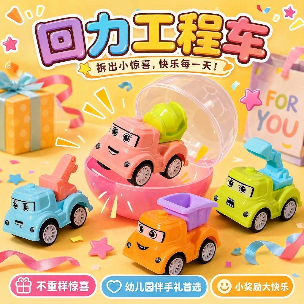 赟娅回力工程小车玩具扭蛋礼品玩具汽车节日礼物随机玩具 回力工程车-颜色随机一个【裸装】